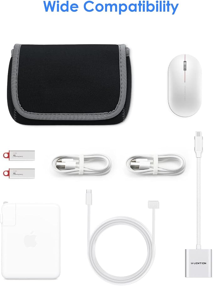 LENTION Medium Gray Travel Electronic Organizer Pouch with Hook-and-Loop | Compact Tech Storage Fits Adapter, Mice, Charger, Power Bank & Cable to Keep Daily Travel Accessories Neatly Sorted - Image 5