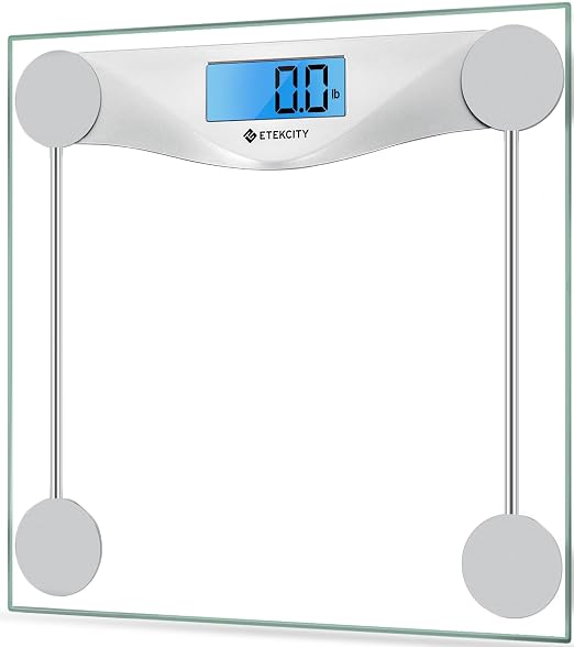 Etekcity Digital Body Weight Bathroom Scale, 6mm Tempered Glass, 400 lbs | Large Blue LCD Backlight Display, High Precision Measurements for Home Bathroom Use by Etekcity