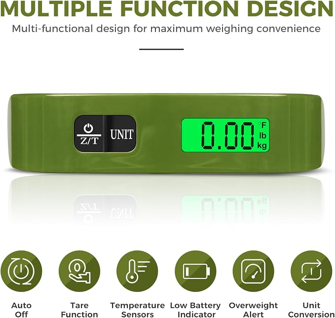 BAGAIL Digital Luggage Scale, 110lbs Hanging Baggage Scale with Backlit LCD Display, Portable Suitcase Weighing Scale, Travel Luggage Weight Scale with Hook, Strong Straps for Travelers - Image 3