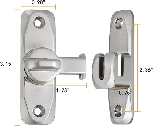 10 Packs Silver Barn Door Latches,90/180 Degree Gate Lock_B | Zinc Alloy Right Angle Door Lock Latch,Flip Gate Latches,Sliding Door Latch Lock,for Cabinets,Fence Gates,Pet Cage - Image 2