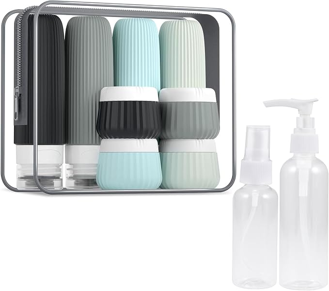 Travel Bottles for Toiletries TSA Approved 3oz Leak Proof Travel Size Toiletries, Travel Essentials with Toiletry Bag for Cosmetic Shampoo Conditioner Lotion by Unknown