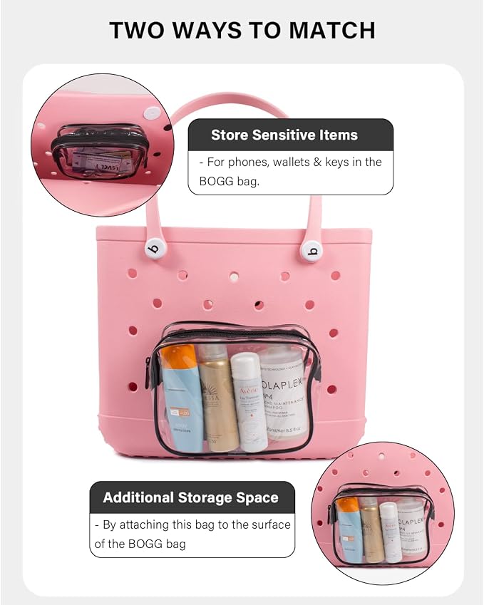 4 Pack Clear Toiletry Bags, Portable Travel Makeup Pouch with Zipper, TSA Approved Organizer, Clear Pouch Bags Compatible With Bogg Bag Divider Accessories (Black) - Image 4