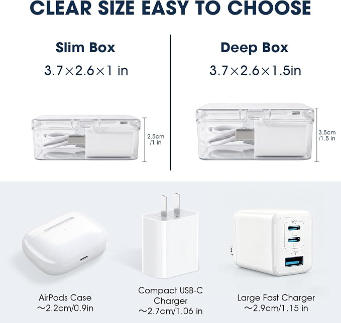 ARVOK 2 Sets Cable Cord Organizer Box with 20 Adjustable Compartments | Cable Storage Box with Lid，Solution for Cable Chaos Charger Cables, Organizer for Home Office Desk Organizers and Accessories - Image 3