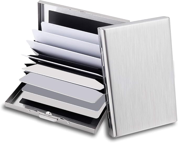 RFID Credit Card Holder Protector Metal Credit Card Wallet Business Card Holder for Men Women Gift Box Package (Silver) by EASTNIGHTS