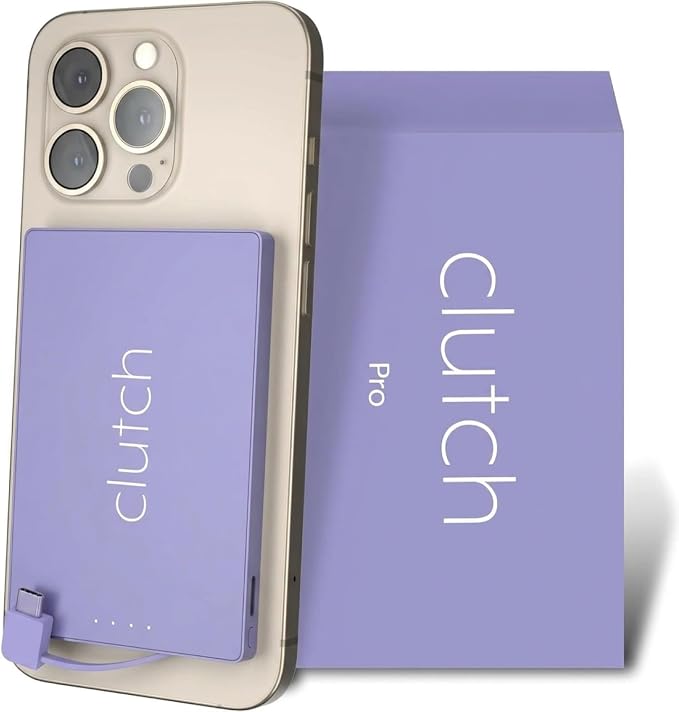 Clutch - Pro USB-C Portable Charger - Compatible with iPhone 15, 16, 17 & Android Devices - Power Bank Magnetic Battery - TSA Travel Approved - USB Rechargeable - Built-in Cable - 5000 mAh - 3.7oz by ClutchCharger