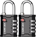 SURE LOCK TSA Accepted 4 Dig Heavy Duty Big Combination Luggage Padlock All Metal Travel Lock for Equipment Hard Case Luggage Gun Case Gym Locker Pelican Vault Lock(2, Black) by Hopeyoucanstaysafe