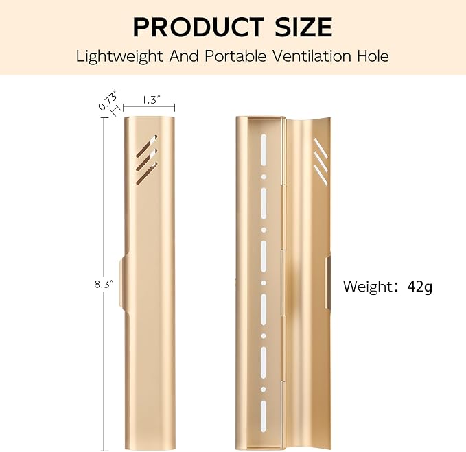 Travel Toothbrush Case, 2Pack Portable Toothbrush Holders, Durable Aluminum Toothbrush Storage Box, Small Breathable Manual Toothbrush Container for Traveling, Camping, Business Trip - Gold - Image 2