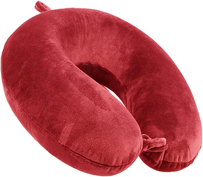 GDEOUP Travel Pillow - Memory Foam Neck Pillow Support Pillow,Luxury Compact & Lightweight Quick Pack for Camping,Sleeping Rest Cushion (Red) by GDEOUP