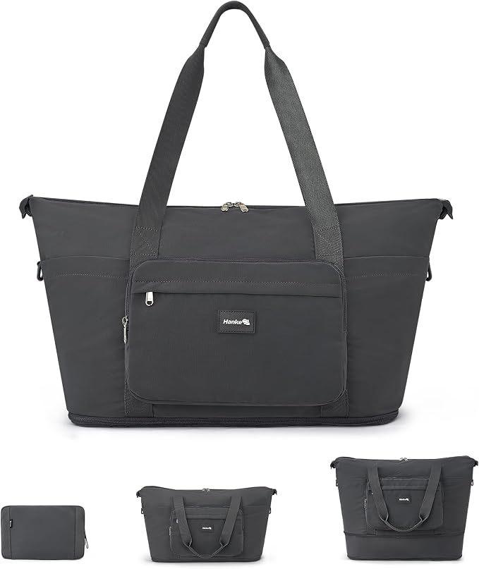 Hanke 40L Foldable Expandable Travel Tote Bag,Wet Dry Separation Laptop Weekender Carry On Bag for Travel Gym Beach Daily Use by Hanke