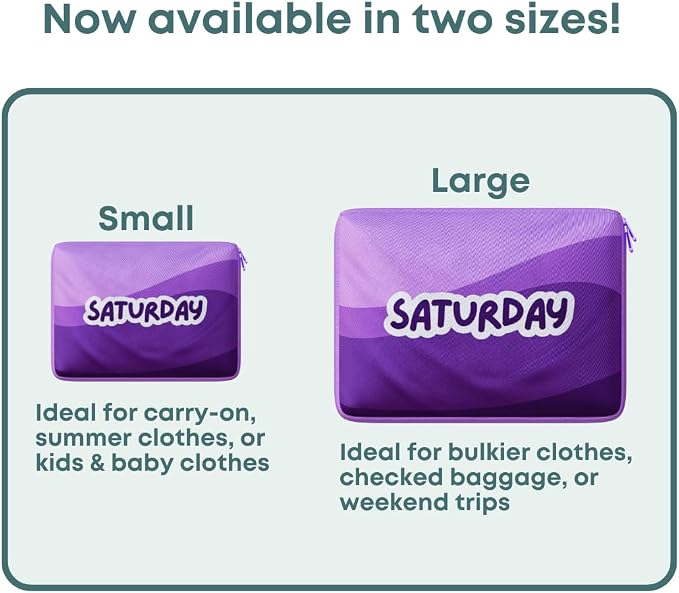 Packing Cubes for Kids & Baby Days of the Week 7 Set Daily Outfit Suitcase Organizers for Boys and Girls Summer Camp, Cruise, and Family Vacation (Small) - Image 4