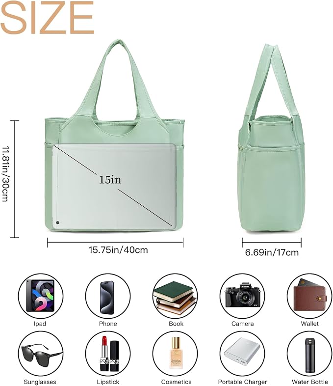 Corduroy Tote Bag for Women Crossbody Bags Lightweight Handbags Shoulder Bag with Zipper Pockets for Work Shopping - Image 5