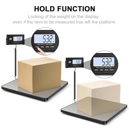 QP Shipping Scale for Packages, 440lb/0.35oz High Accuracy Digital Postal Scale, Postage Scale, Hold/Tare Function, Auto Off LCD Display, Lightweight Scale for Luggage/Pet, Battery&AC Adapter Included - Image 3