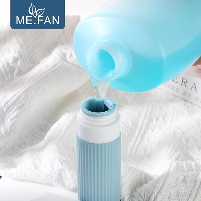 ME.FAN Travel Bottles for Toiletries, TSA Approved 3oz Silicone Journey Size Containers, Portable Split Bottle for Conditioner, Shampoo, Lotion- 4 Pack Morandi - Image 4