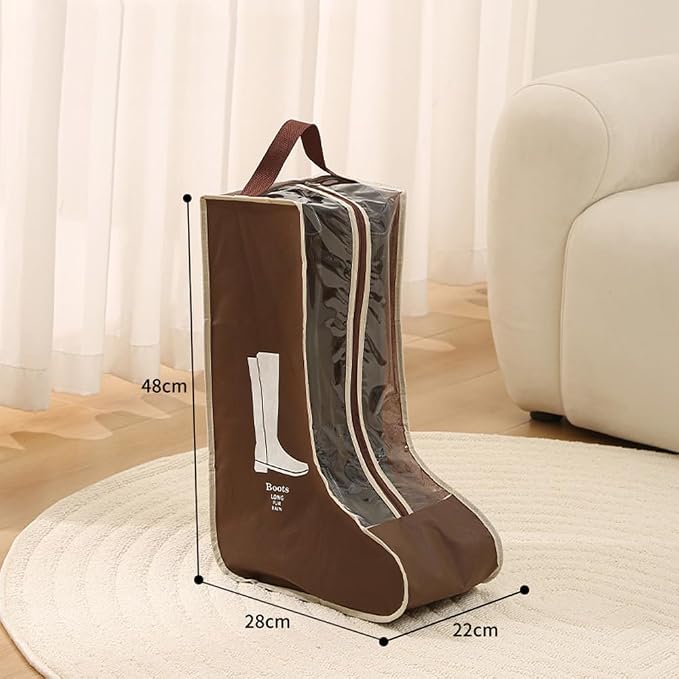Travel Shoe Bags Tall/Short Boots Storage Bags Dust-proof Shoe Storage Organizer Shoe Pouch with Zipper for Travel and Daily (2 pack tall brown) - Image 2