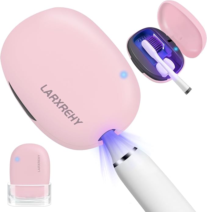 Toothbrush Cleaner Case - Toothbrush Covers with Holder - Portable & Rechargeable Travel Home Toothbrushes Cleaner Case - Fits All Manual or Electric ToothBrushes(Pink) by LARXREHY