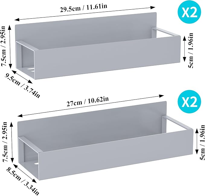 HuggieGems 4 Pack Magnetic Spice Storage Rack Organizer for Refrigerator and Oven, Gray Fridge Organizers and Storage | Magnetic Shelves Heavy Duty for Fridge in Kitchen, Seasoning Storage Organizer, For Oven Washer and Dryer, For Heavier Items - Image 7
