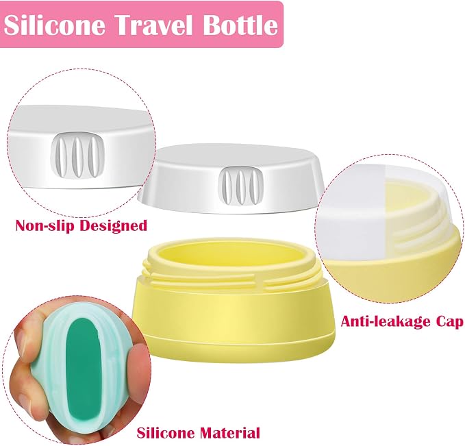 selizo Travel Bottles Containers Silicone and Plastic Cream Jars with TSA Approved Toiletry Case for Toiletries Cosmetic Makeup Body Hand Cream Lotion Shampoo - Image 2