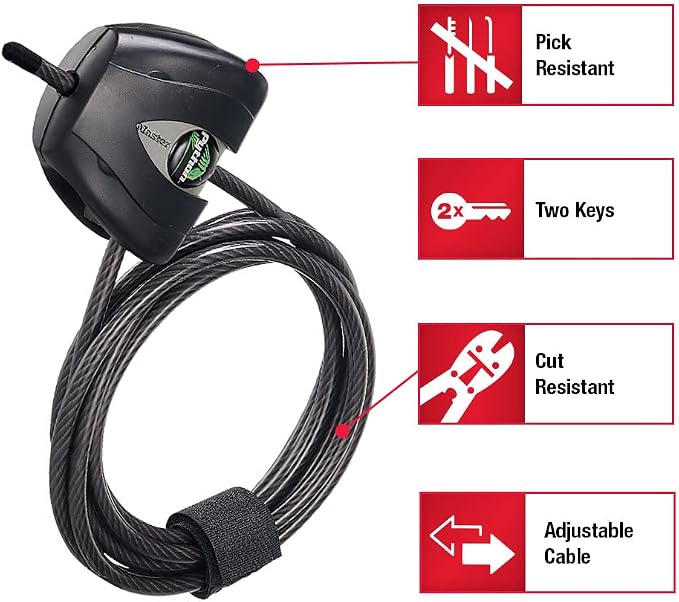 Master Lock Black Python Steel Cable Lock with Keys, Heavy Duty Anti-Theft Trail Camera and Kayak Locking Cable, 8417T, Pack of 16 - Image 3