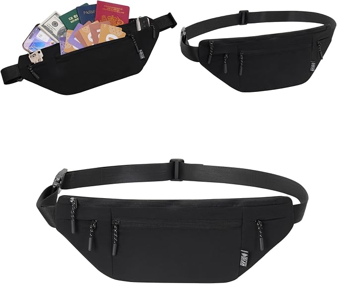 Money Belt for Travel RFID Blocking Passport Holder (black) | Hidden Under Clothes Travel Wallet for Men Women - Image 2