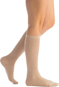 Women's Microfiber Opaque Knee High Compression Socks 8-15 mmHg | Non-binding stay-up band with reinforced heel and toe for mild support during travel, office work, standing and daily wear. by EvoNation