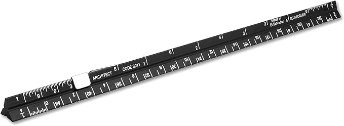 Alumicolor Aluminum Architect Pocket Drafting Scale With Clip, 6IN, Black by Alumicolor