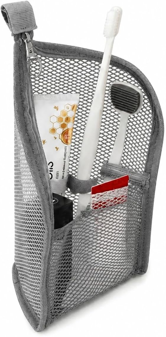Standing Toiletry Bag for Travel & Gym – Lightweight Waterproof Travel Makeup Bag Organizer, Self-Standing Portable Toiletry Pouch for Weekend Trips Business Daily Use,Grey - Image 2