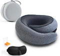 Travel Neck Pillow with Memory Foam & Chin Support – Includes Cute Macaron EVA Water-Resistant Carry Case, Eye Mask & Ear Plugs (Dark Grey) by Unknown