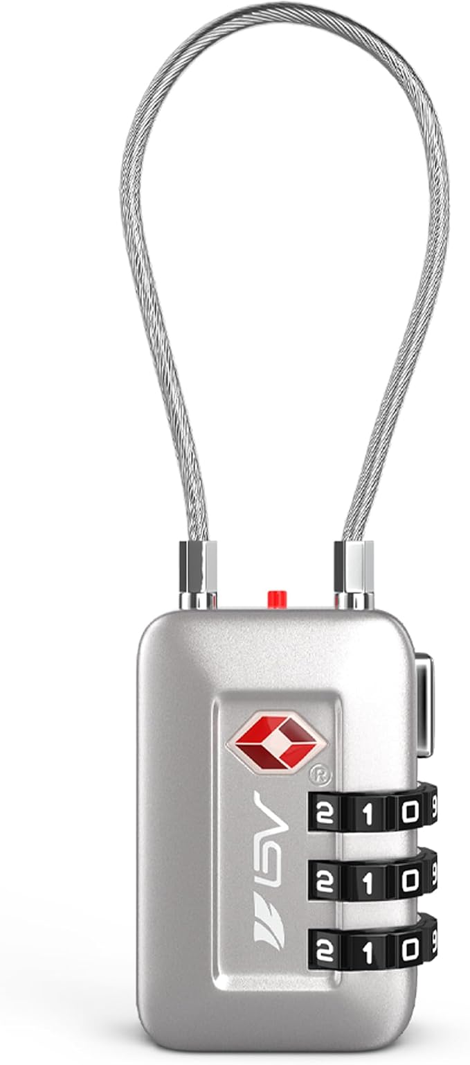 TSA Accepted Luggage Travel Lock, Set-Your-Own Combination Lock for School Gym Locker, Luggage Suitcase Baggage Locks, Filing Cabinets, Toolbox, Case (Silver, 1 Pack) by BV
