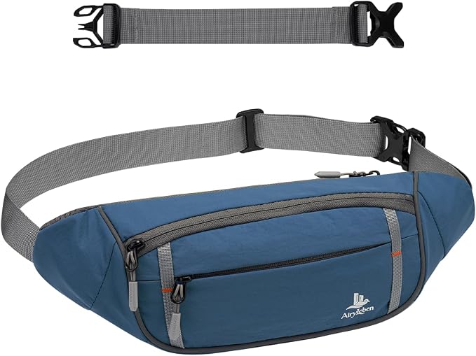 2.5L Fanny Pack for Women Men, RFID Blocking Crossbody Belt Bag, Blue | Lightweight Water-Resistant Fabric, Adjustable Belt, Breathable Back Padding, Waist Bag for Running Hiking Dog Walking by AiryLeben