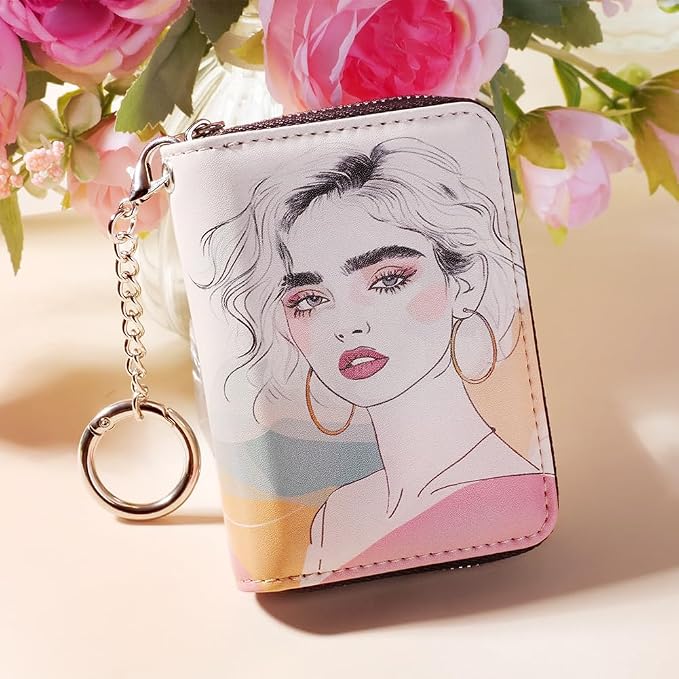 FurArt Zipper Wallet Women RFID Credit Card Holder keychain Wallet | ID Window RFID Blocking Compact Small business 15/16 slots - Image 2