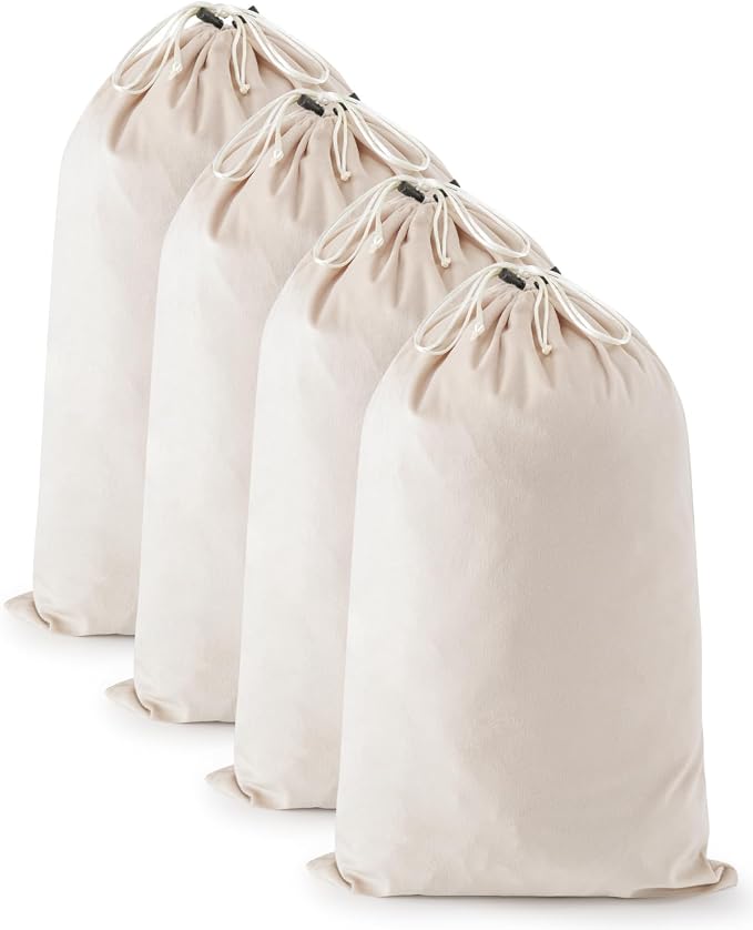 4 Pcs Shoe Bags for Travel, Large Boot Bag, Beige, 21.2x13.3 Inch | Washable & Reusable Travel Shoe Bags, Dustproof Shoe Bags with Drawstring Closure, Suitable for Travel, Home Storage by WelcometoFantasyLife