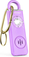 TECKNET Rechargeable Personal Safety Alarm for Women, 130dB Self Defense Keychain Alarm with SOS Strobe Light, Low Battery Notice, Loud Siren Safety Keychain for Girls Kids Elderly - Purple by Tecknet
