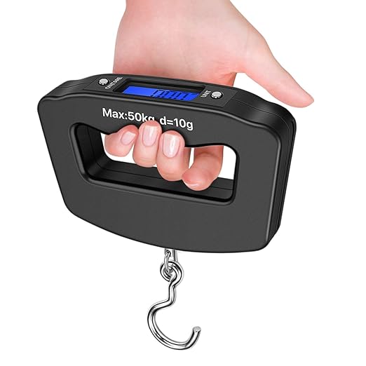 Flexzion Digital Luggage Scale, Baggage Weight Scale, 110 Lb (50 Kg) with 10g Deviation, Portable Handheld Suitcase Weight Scale with Hook for Travel, Fish Weighing, Black by Flexzion