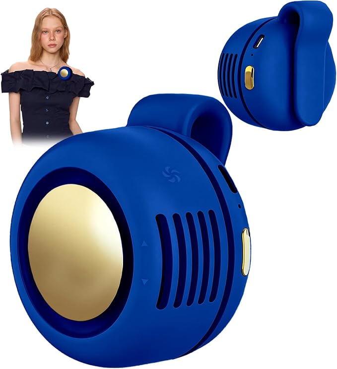 Portable Clip-On Fan, Mini USB Rechargeable 360° Rotatable Fan, Personal Fan 3-Speed Silent Mini Bladeless Fans (1 pack（Dark blue) by Ahuccf