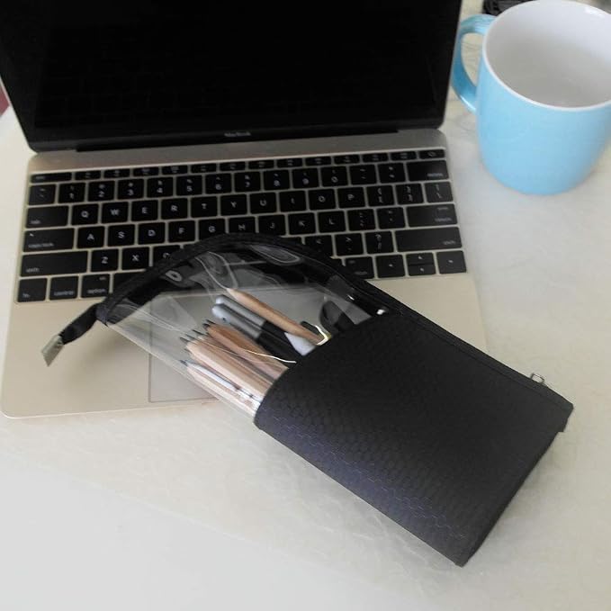 ANEMEL Black Travel Makeup Brush Holder, Organizer Bag Cosmetic Zipper Pouch Portable Dust-Free Stand-Up Toiletry Stationery - Image 7