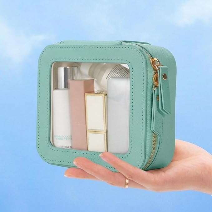 Aveniee Mini Clear Makeup Bag, Small Cosmetic Bags Travel Toiletry Pouch Organizer, TSA Approved Make up Case with Zipper, Car Bag for Essentials,Green - Image 5