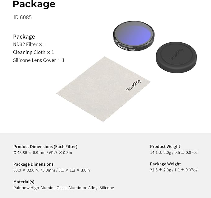 SmallRig ND32 Filter for DJI Osmo Action 6, Snap-On Polarizing Neutral Density Filter, with Lens Silicone Cover & Cleaning Cloth, HD Optical Glass/Multi-Coated - 6085 - Image 7