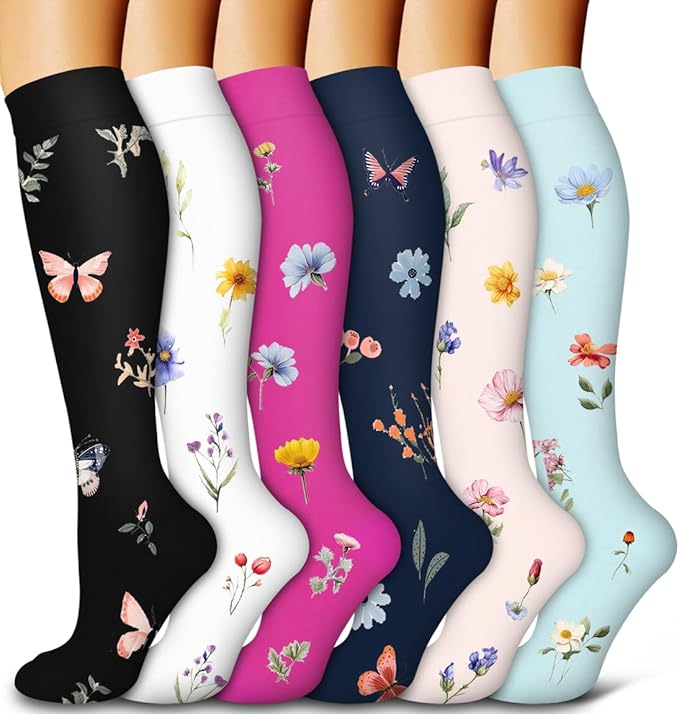 6 Pack Copper Compression Socks for Women and Men Circulation-Best Support for Medical,Running,Nursing,Athletic by Bluemaple