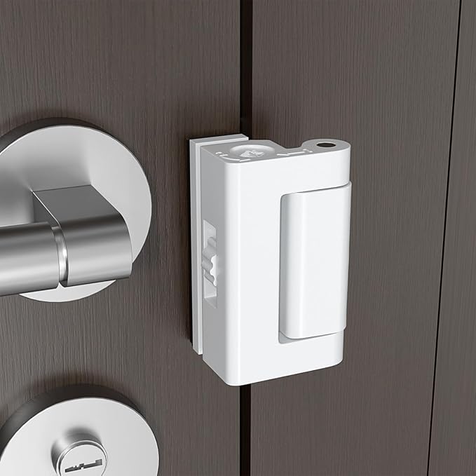 White Adjustable Portable Door Lock,Security Door Reinforcement Lock | Child proof Safety Door Latches,Zinc Alloy Front Door Lock,No Drill,for Home,Hotels,Apartments Prevents Unauthorized Entry - Image 4