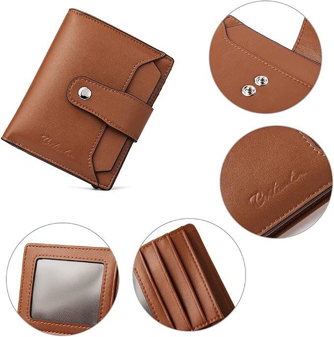 BOSTANTEN Leather Womens Wallet Small RFID Blocking Credit Card Holder | Removable ID Window, Zipper Coin Pocket, Bifold, Minimalist, Fits Small Purses, Daily Use, Ladies Gifts, Brown - Image 4