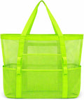 Mesh Beach Tote Bag Large Capacity Pool Gym Laundry Tote Foldable with Pockets Lightweight Travel Bag by HEROWORLD