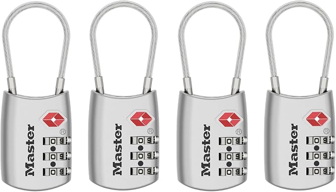 Master Lock Set Your Own Combination TSA Approved Luggage Lock, Silver, 4 Pack, 4688SLVEC4 - Image 3