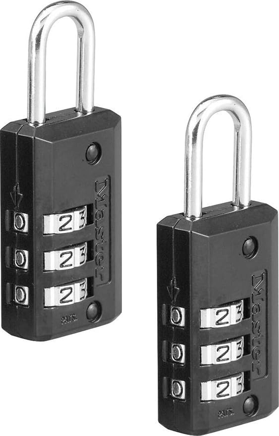Master Lock Black Set Your Own Combination Luggage Lock, Custom Combo Suitcase Padlock for Travel Bags or Backpacks, 2 Pack, 646T by Unknown