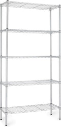 Amazon Basics 5-Shelf Adjustable Heavy Duty Steel Wire Rack, Space Saving Storage Shelving Organizer for Kitchen, Garage, No-Tool Assembly, 350 lbs Weight Capacity, 36" x 14" x 72", Chrome by AmazonBasics