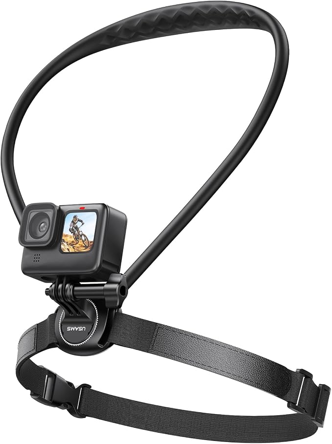 Neck Mount for GoPro, Insta360, DJI Action Cameras - Adjustable Chest Strap & Air Cushion Comfort | 2026 Upgraded 2.0 Holder by USAMS