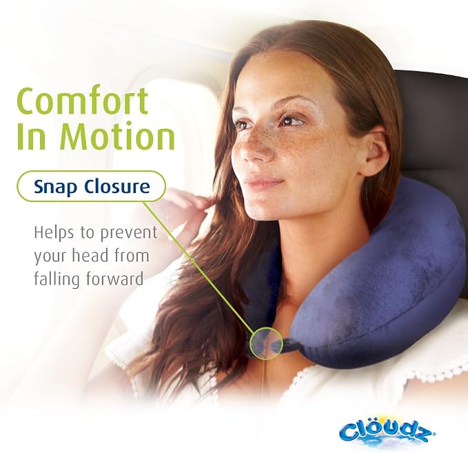 Dual Comfort Microbead Airplane Travel Neck Pillow. Soft Cozy Plush Fabric on One Side, Cool Relaxing Spandex on the Other! Customize Your Comfort and Support at Home or On the Go! Bright Blue - Image 8