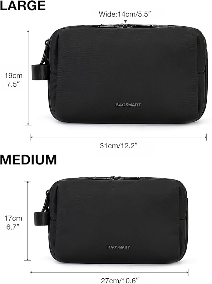 BAGSMART Toiletry Bag for Men, Travel Toiletry Organizer Dopp Kit Water-resistant Shaving Bag for Toiletries Accessories, Door Room Essentials,Black-large - Image 7
