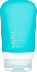 humangear GoToob+ (Medium) | Refillable Silicone Travel Bottle | Locking Lid | Food-Safe Material | Aqua, Medium (2.5 fl.oz.; 74ml) | Refillable & Leak-Proof Silicone Travel Size Bottles with Locking Cap for Toiletries, Camping & TSA Carry-On by humangear