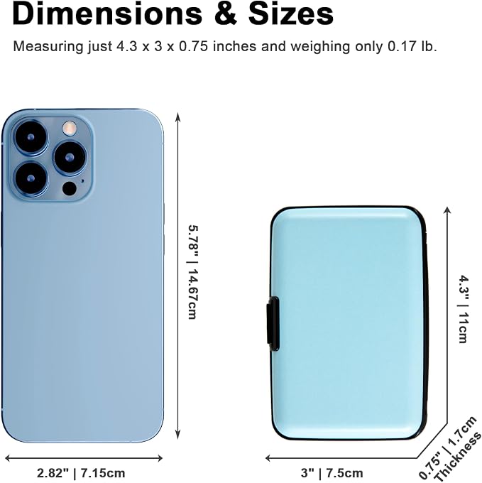 Credit Card Holder, RFID Blocking Metal Card Wallet for Women Men Slim ID Card Holders Protector Aluminum Business Hard Case (Sky Blue) - Image 4