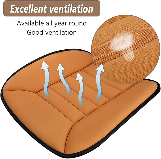 Car Seat Cushion Pad 1.2" Thick Comfort Seat Protector for Car Driver Seat Office Chair Home Use Memory Foam Seat Cushion with Non Slip Bottom, 20'' x 18.5'', Orange - Image 3